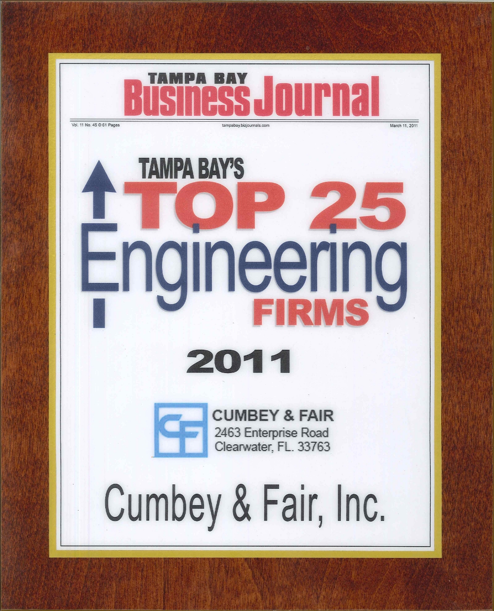 Cumbey & Fair Named in Top 25 Engineering Firms for 2011